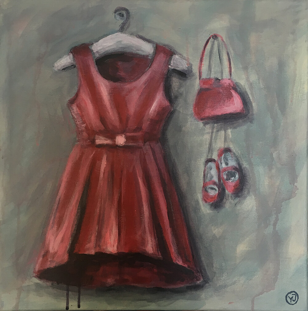 "Dress for success" akryl 40 x 40 cm. 4500 kr.